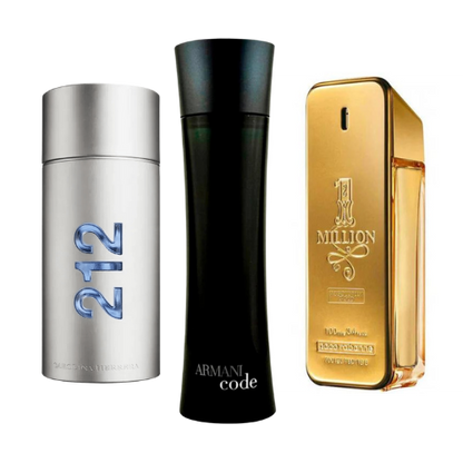 212 Men NYC, Paco Rabanne One Million a Armani Code Homme